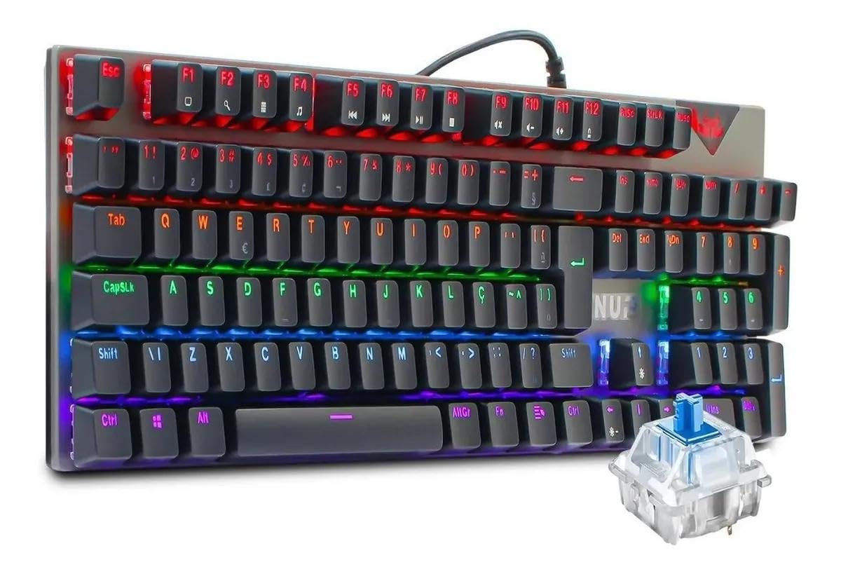 Teclado mecânico RGB para jogos Teclado Gamer Spectrum OEX Mecânico Switch Blue